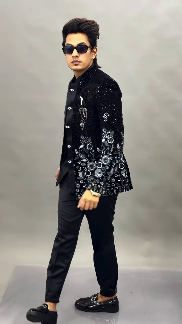 Bold Elegance: A Statement Look in Embroidered Black Couture