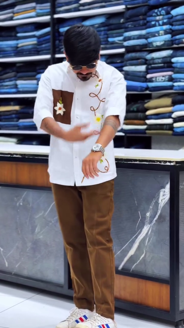 Smart Casual with a Twist: Artistic Shirt & Earth-Tone Styling