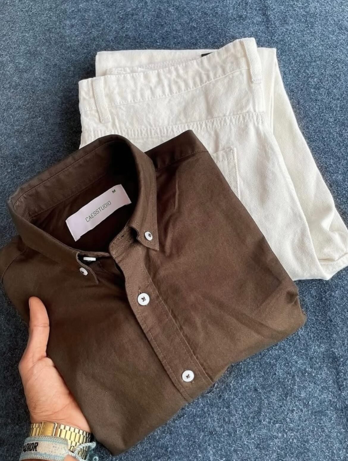 Fresh & Minimal: Light Blue Shirt with Crisp White Bottoms