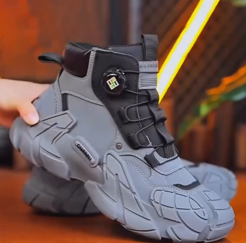 Rugged Performance: Futuristic High-Top Sneakers with Outdoor Edge