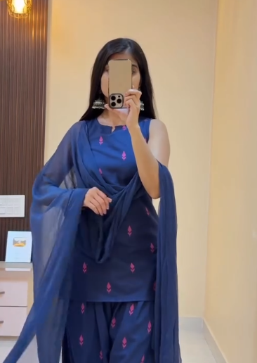 Elegant  Floral Kurta Palazzo Set – Minimalist Ethnic Chic