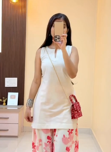 Elegant  Floral Kurta Palazzo Set – Minimalist Ethnic Chic