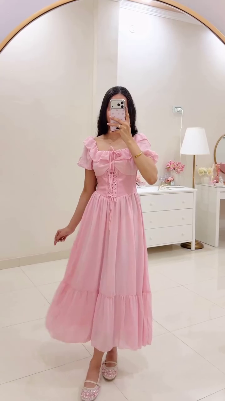 Romantic Floral Midi Dress – Elegant Vintage-Inspired Women’s Wear