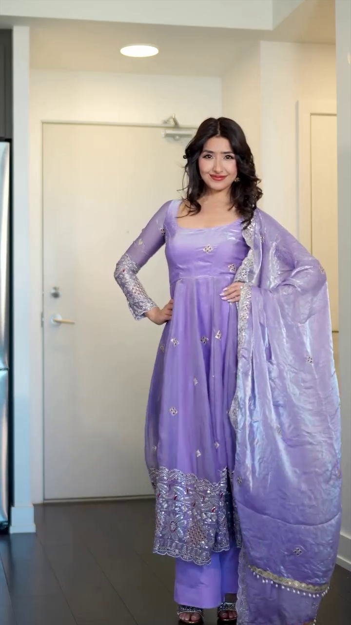 Lavender Embroidered Anarkali Suit – Elegant Festive Ethnic Wear