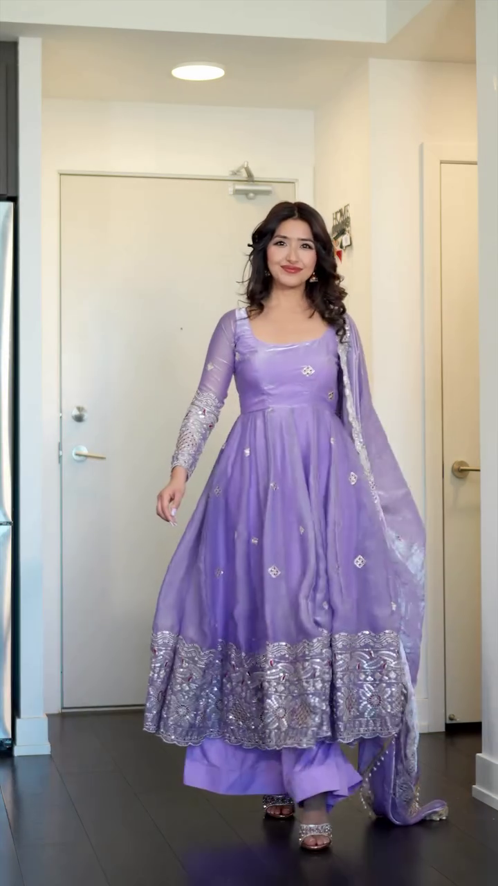 Lavender Embroidered Anarkali Suit – Elegant Festive Ethnic Wear