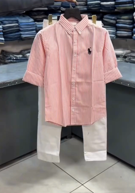 Smart Striped Shirt with Denim Jeans for Boys