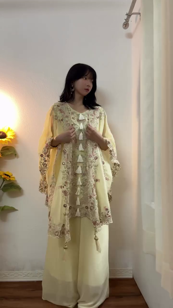 Elegant Champagne Gold Kurta Palazzo Set with Dupatta – Minimal Luxe Ethnic Wear