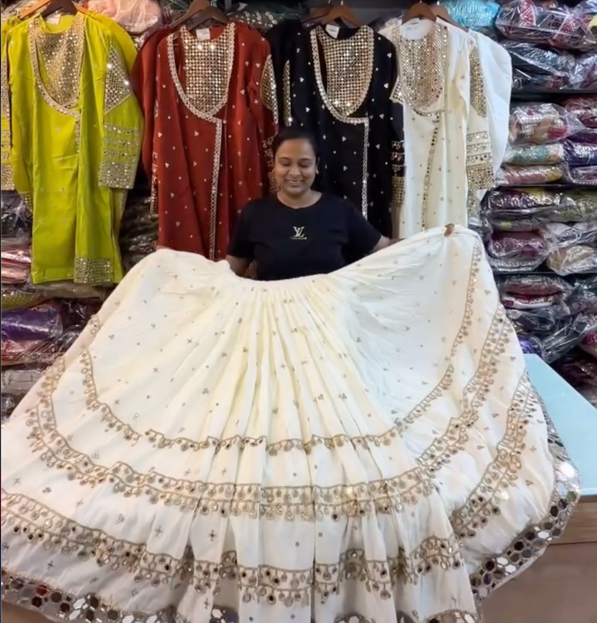 Women's Designer Mirror Work Flared Lehenga – Premium Festive & Wedding Ethnic Wear