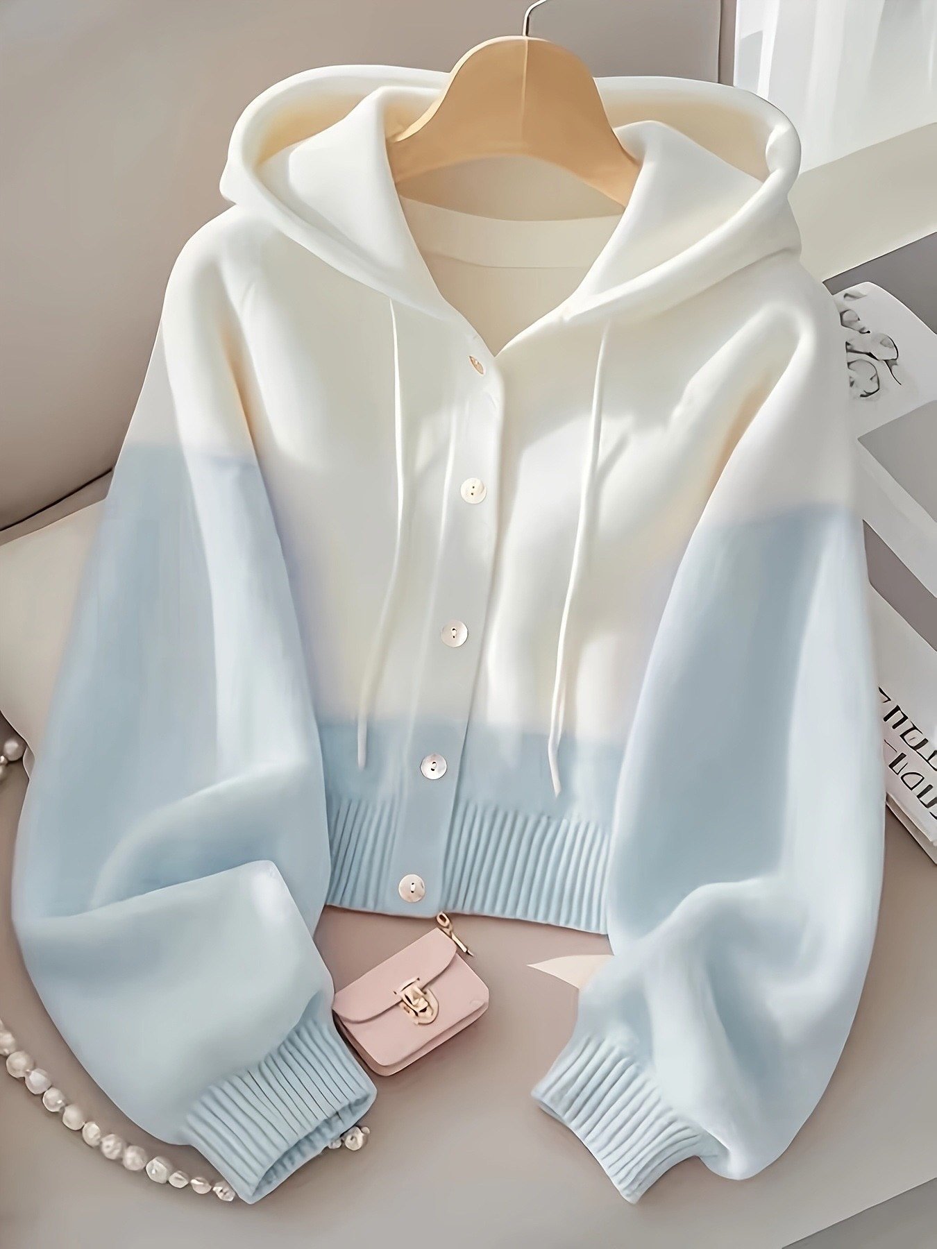 Elegant Cream and Soft Yellow Color-Block Hoodie for Cozy Everyday Style