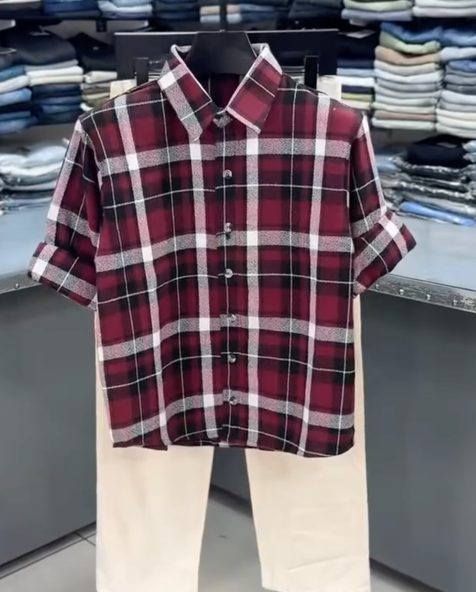 Men’s Mustard  Checkered Shirt with Light Blue Jeans | Stylish Casual 2-Piece Outfit for Everyday Wear