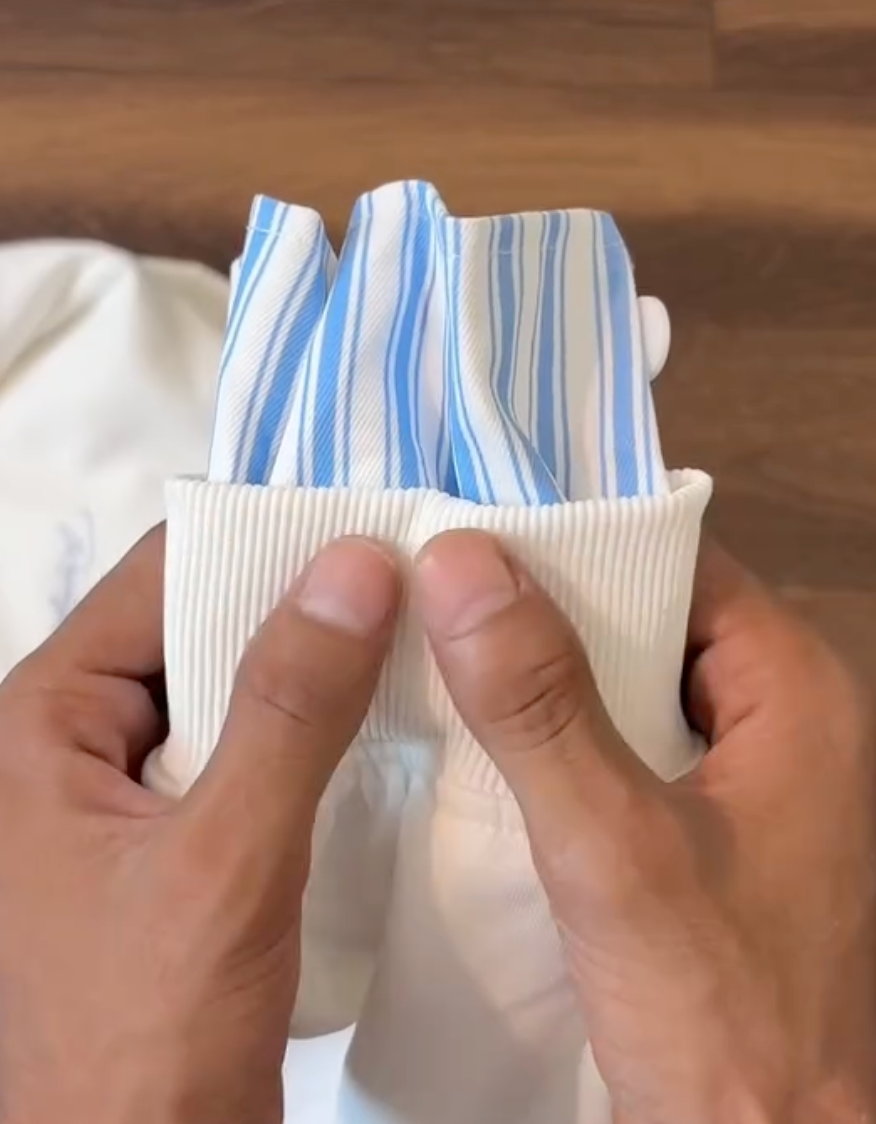 Elegant White & Blue Striped Polo Set – Fresh, Stylish & Comfortable Everyday Wear