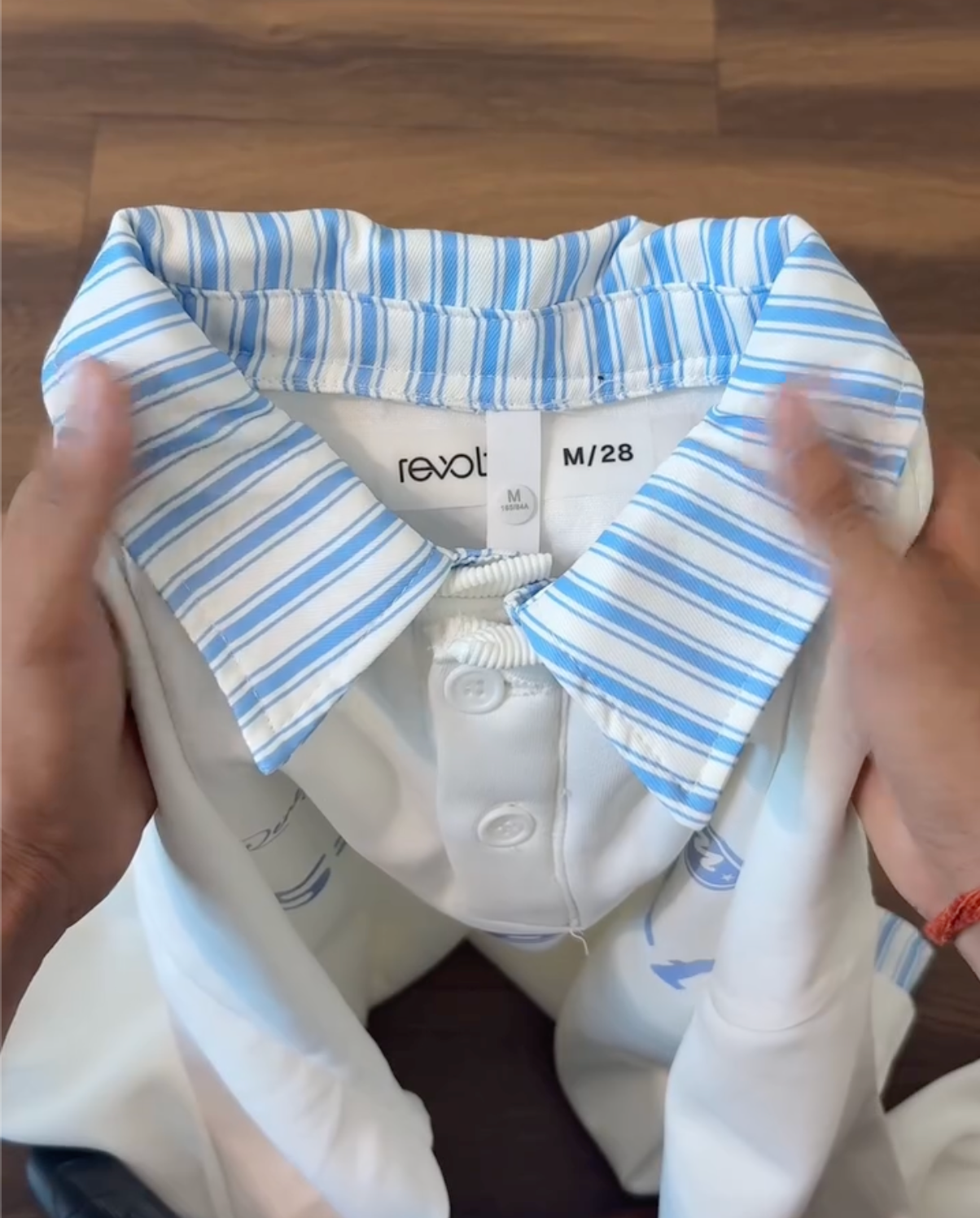 Elegant White & Blue Striped Polo Set – Fresh, Stylish & Comfortable Everyday Wear