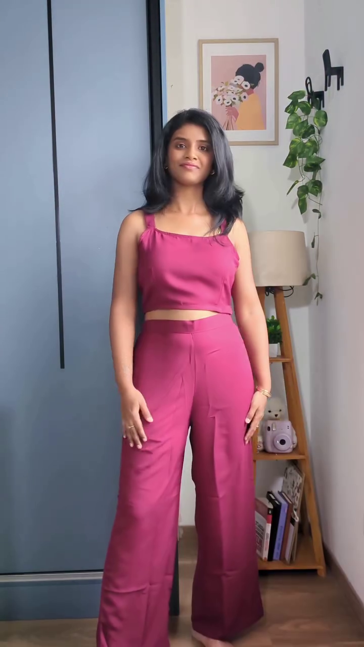 Elegant Pink Floral Printed Co-Ord Set for Women with Flared Pants and Lightweight Peplum Overlay for a Stylish Everyday Look