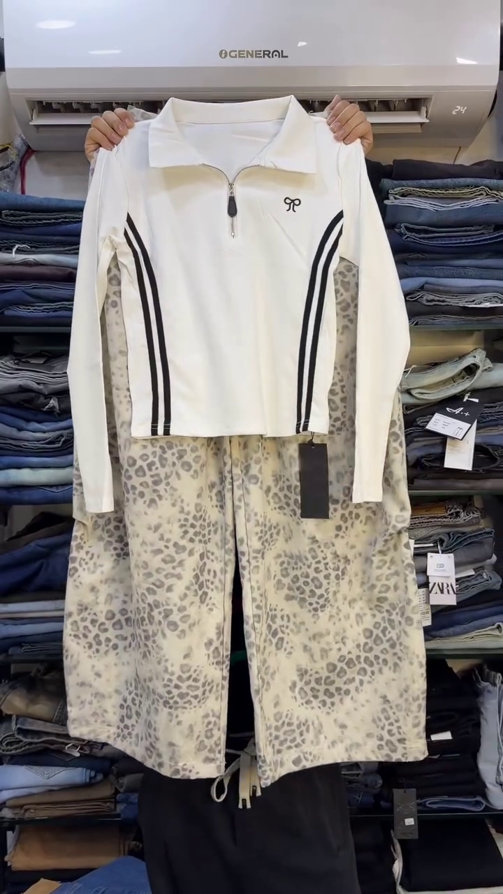 Trendy White Printed Co-Ord Set with Stylish Leopard Print Pants