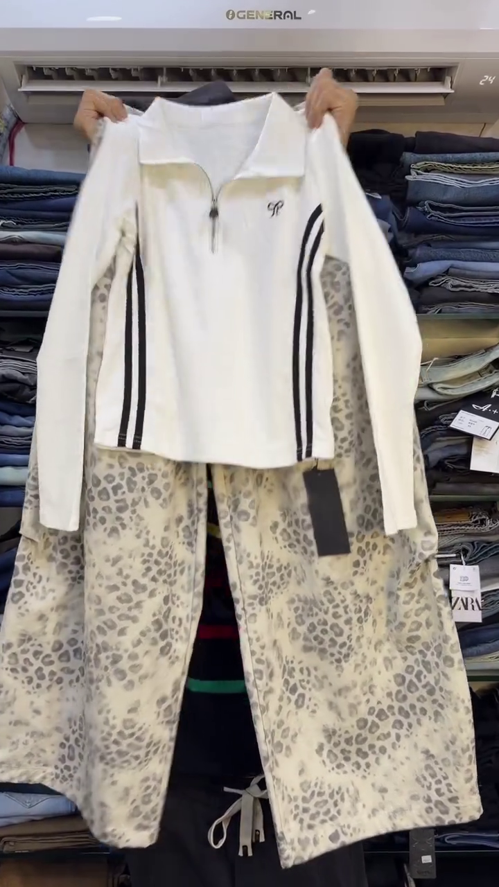 Trendy White Printed Co-Ord Set with Stylish Leopard Print Pants