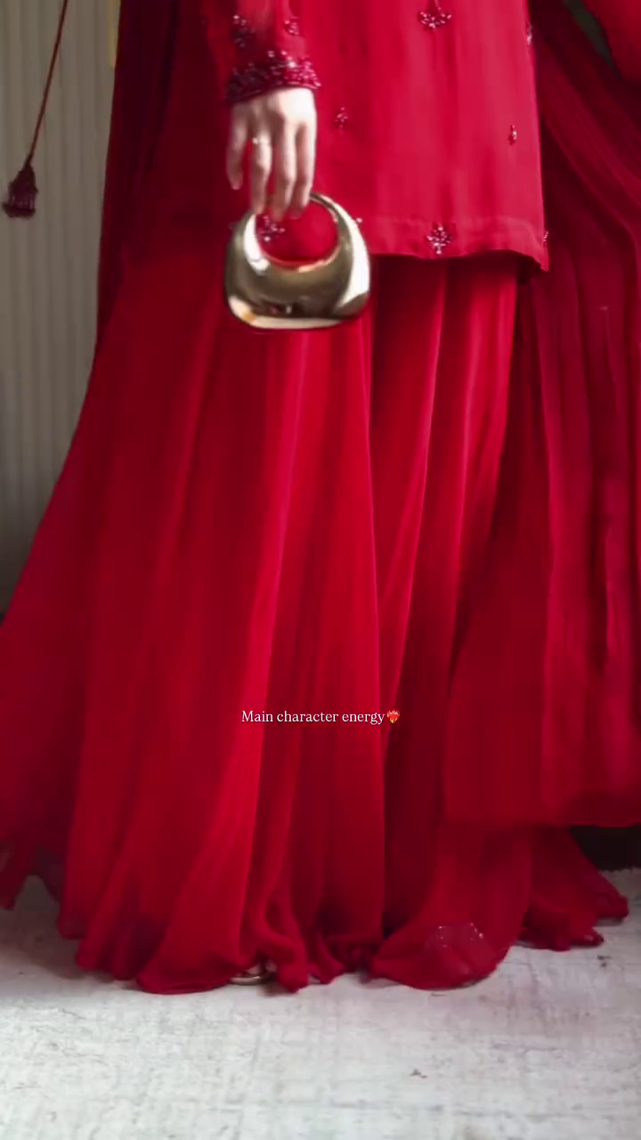 Stunning Red Embroidered Kurta with Palazzo Pants – Elegant Festive Ethnic Wear