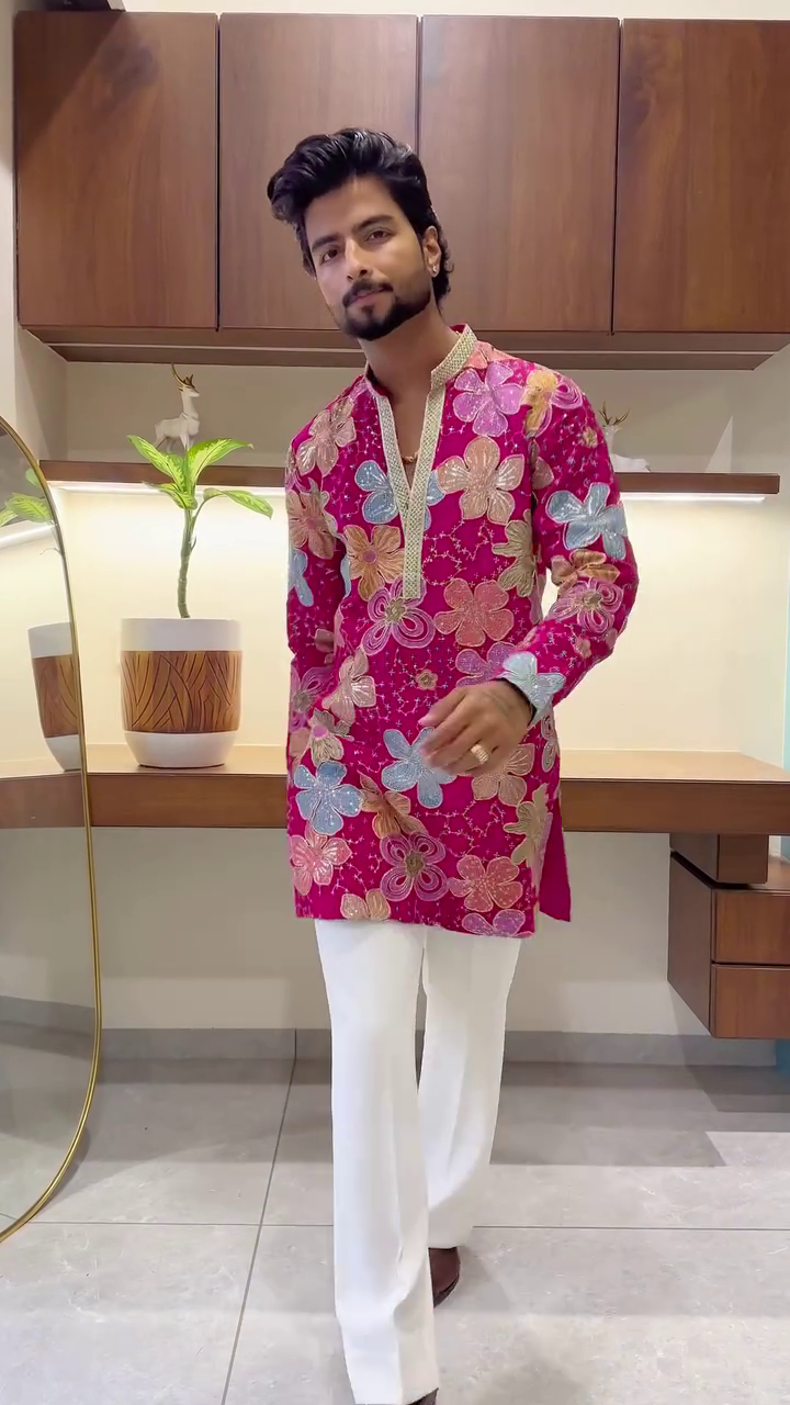 Elegant Designer Kurta Collection in Vibrant Pink, Orange & Teal – Traditional Style with a Modern Touch