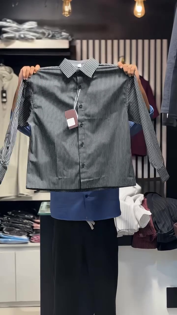 Classic Pinstripe Shirt with Blue Shorts – Smart and Stylish Boys' Fashion