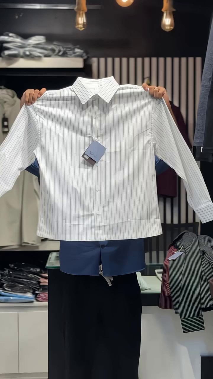 Classic Pinstripe Shirt with Blue Shorts – Smart and Stylish Boys' Fashion