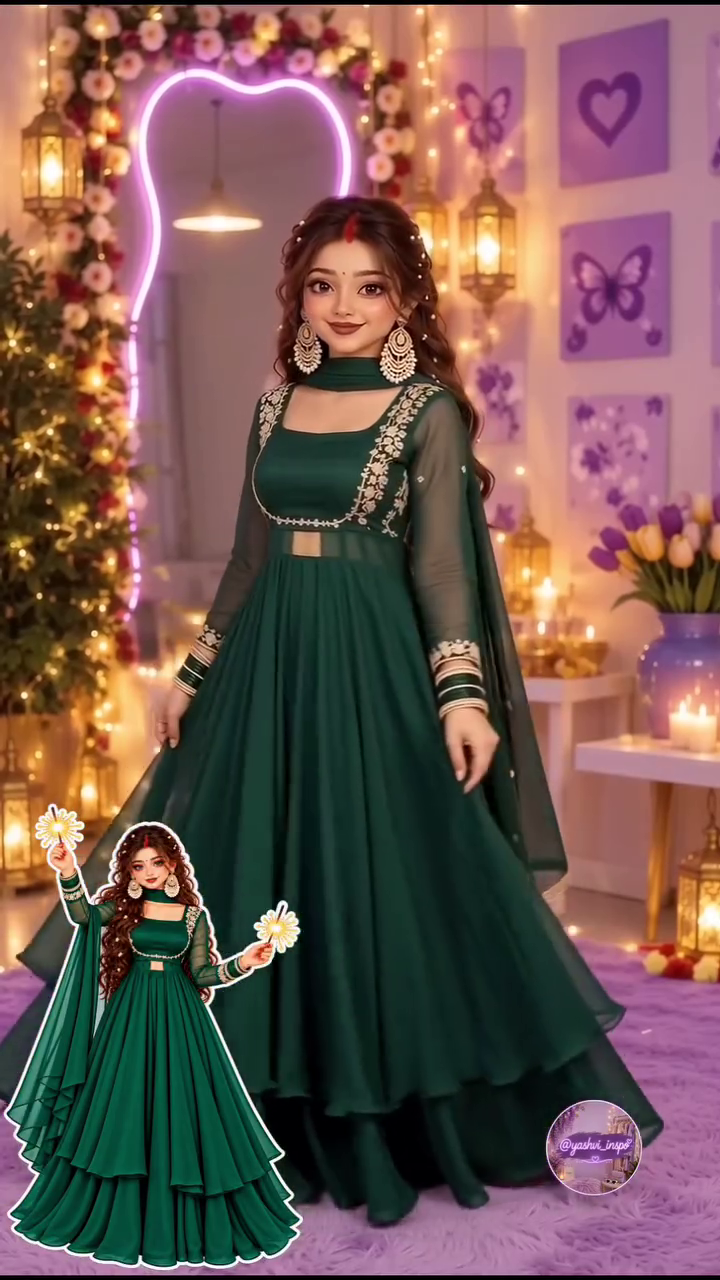 Elegant Emerald Green Anarkali Gown – A Perfect Blend of Royal Charm and Traditional Beauty
