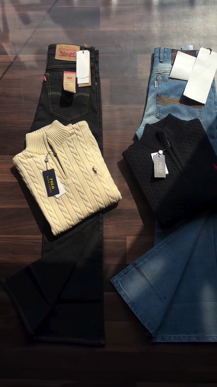 Stylish Cable-Knit Sweaters and Trendy Jeans – The Perfect Smart Casual Outfit Collection for Men