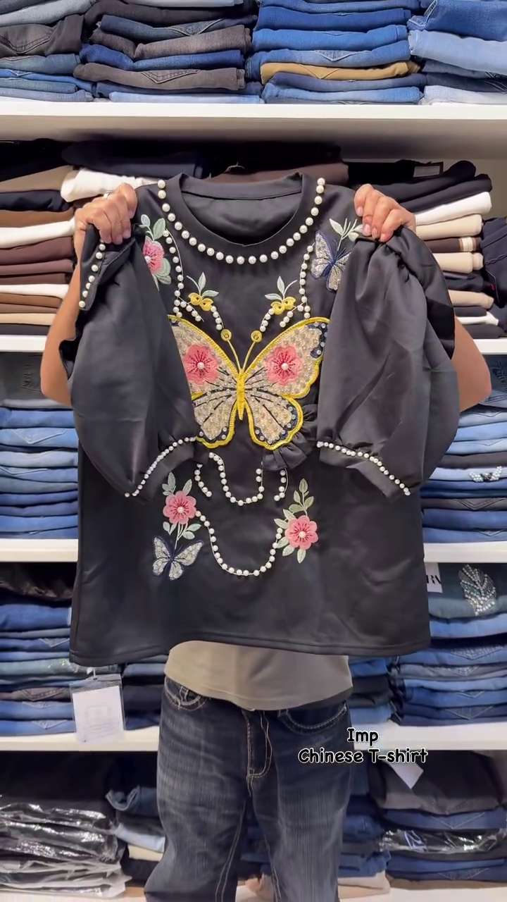 Stylish Butterfly Embroidered Top for Women – A Perfect Blend of Cute Design and Trendy Fashion