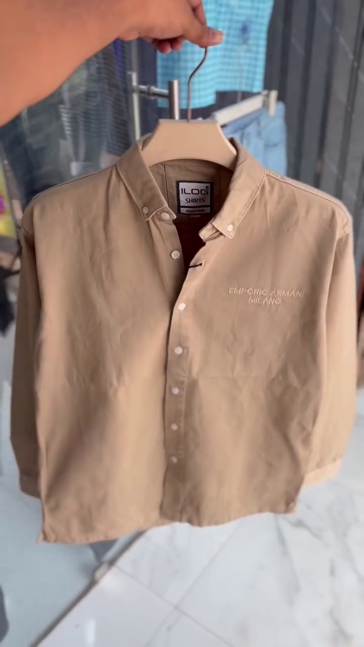 Stylish Rust  Men's Full Sleeve Button Down Shirt with Classic Collar, Elegant Chest Embroidery, Premium Casual Look, and Trendy Smart Casual Fashion Design for Everyday Wear